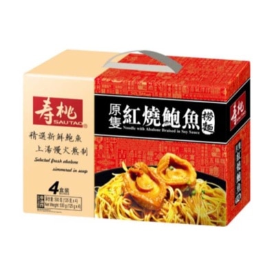 壽桃牌 原隻紅燒鮑魚撈麵4盒裝禮盒
