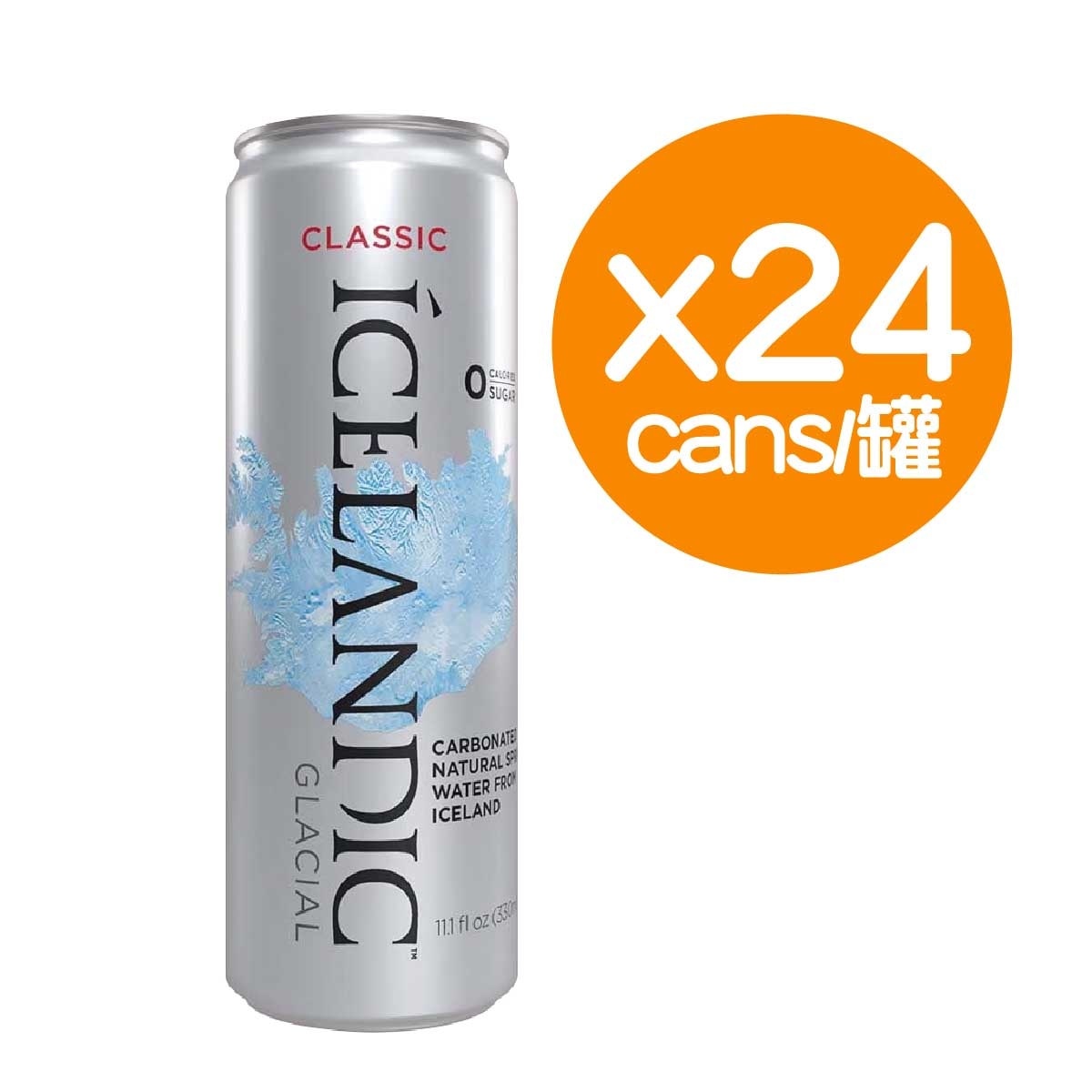 ICELANDIC GLACIAL Natural Spring Sparkling Water (24 Cans)