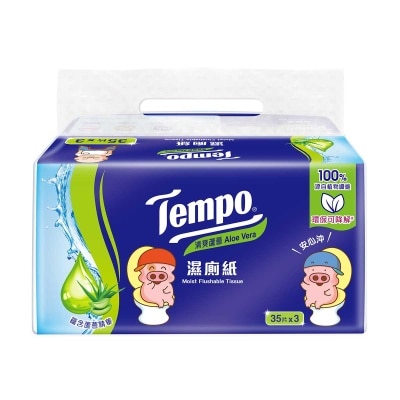 TEMPO得寶 Tempo X Mcdull 2026 新年限定-濕廁紙清爽蘆薈35片- 3包裝