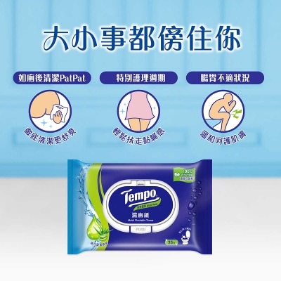 TEMPO得寶 Tempo X Mcdull 2026 新年限定-濕廁紙清爽蘆薈35片- 3包裝