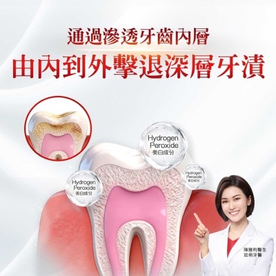 高露潔  12小時長效防漬162%+br/- 保護琺瑯質，適合每天使用br/- 居家享受專業級美白效果br/br/^根據2025年香港國際牙科博覽暨研討會問卷調查，hydrogen Peroxide (hp)為最多受訪牙醫、牙科治療師及牙齒衛生員首選的美白成分。高露潔美白牙膏所含hp濃度與實際診所使用濃度不同。br/*4星期美白效果，效果因人而異br/+源自實驗室功效評估報告，對比高露潔普通含氟牙膏br/