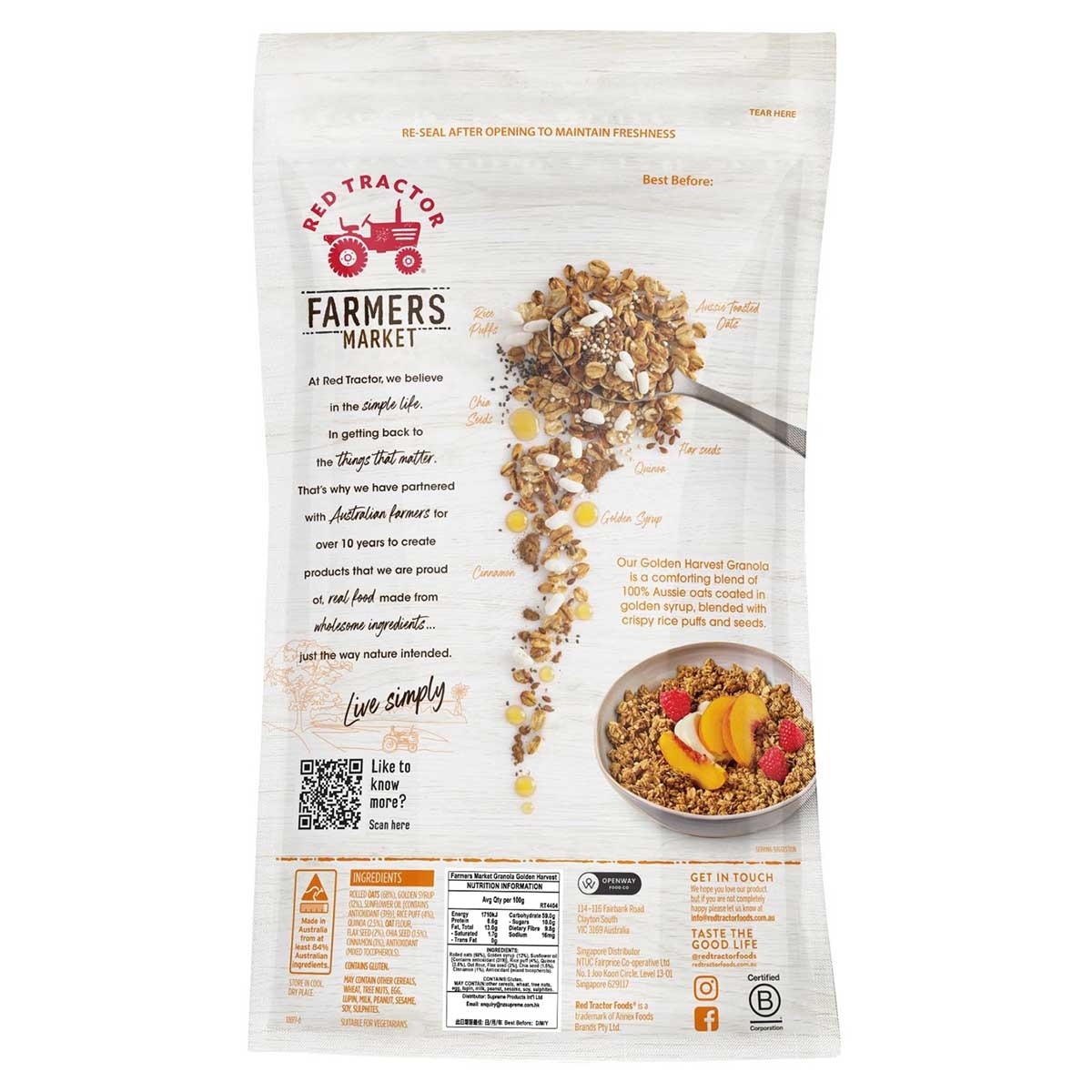 RED TRACTOR Flax & Chia Golden Harvest Granola