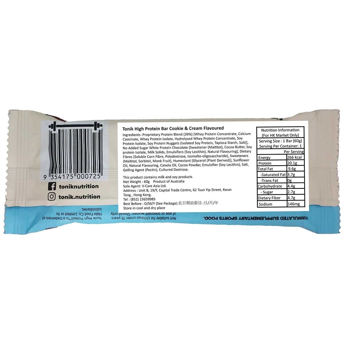TONIK High Protein Cookie & Cream Bar image