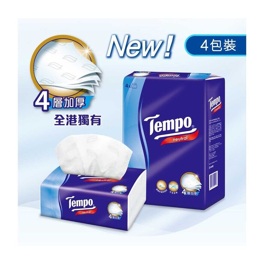 TEMPO 四層天然無香袋裝面紙４包裝