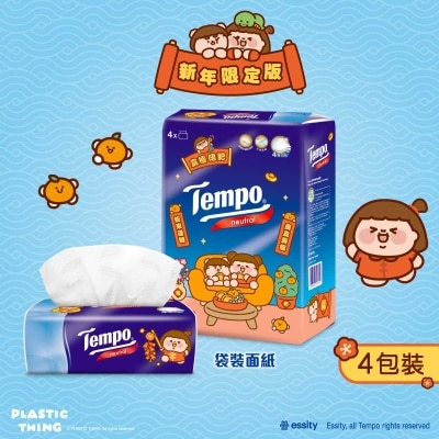 TEMPO Tempo X Plastic Thing 2025 New Year Limited Edition- 4ply Neutral Softpack Facial Tissue- 4 Packs (random Pick For Bonus Pack Or Normal Pack)