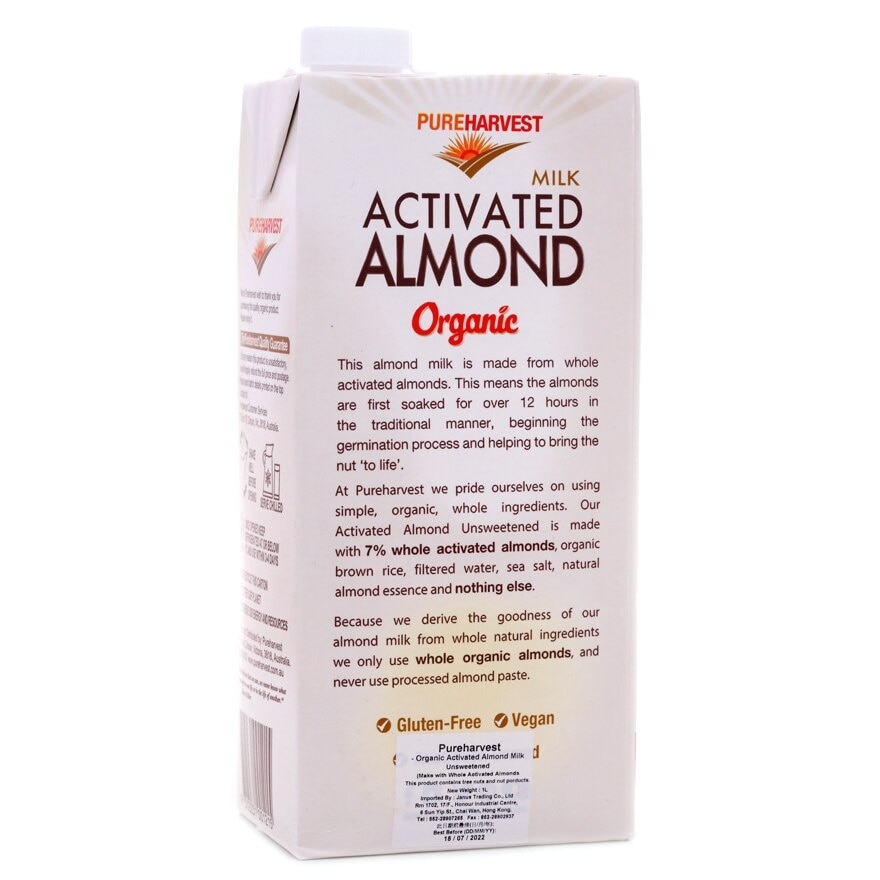 PURE HARVEST Pureharvest  Organic Almond Milk Unsweet 1l