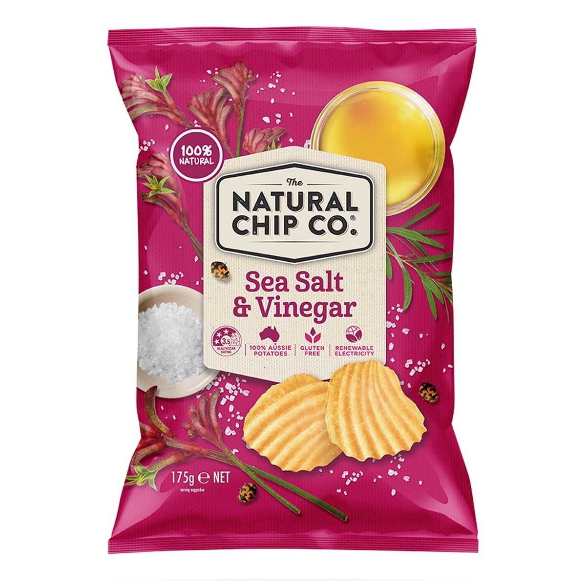 NATURAL CHIP CO. Crinkle Chips - Sea Salt & Vinegar