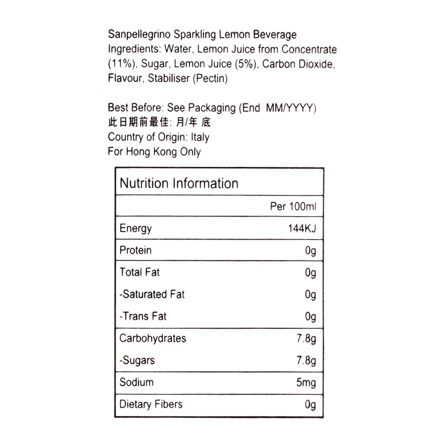 SAN PELLEGRINO Sparkling Lemon Beverage