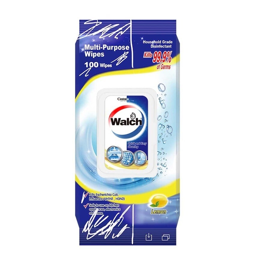 WALCH Multi Purpose Wipes 100s Lemon