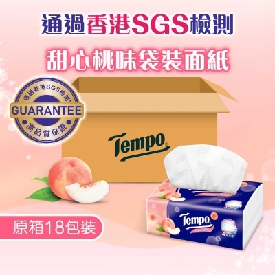 TEMPO得寶 - Tempo四層甜心桃味袋裝面紙18包箱裝(原箱)