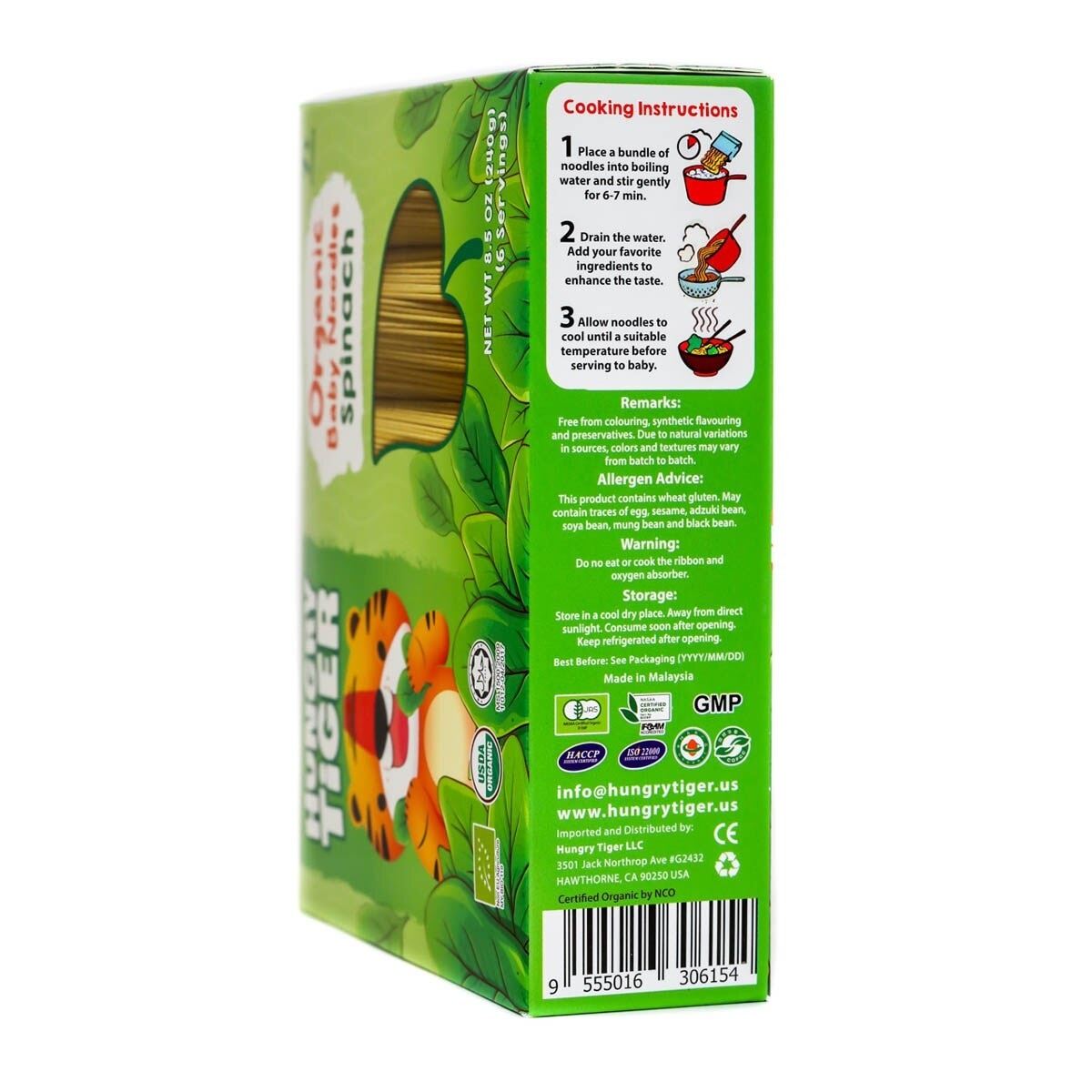 HUNGRY TIGER Hungry Tiger Organic Baby Noodles Spinach 240g