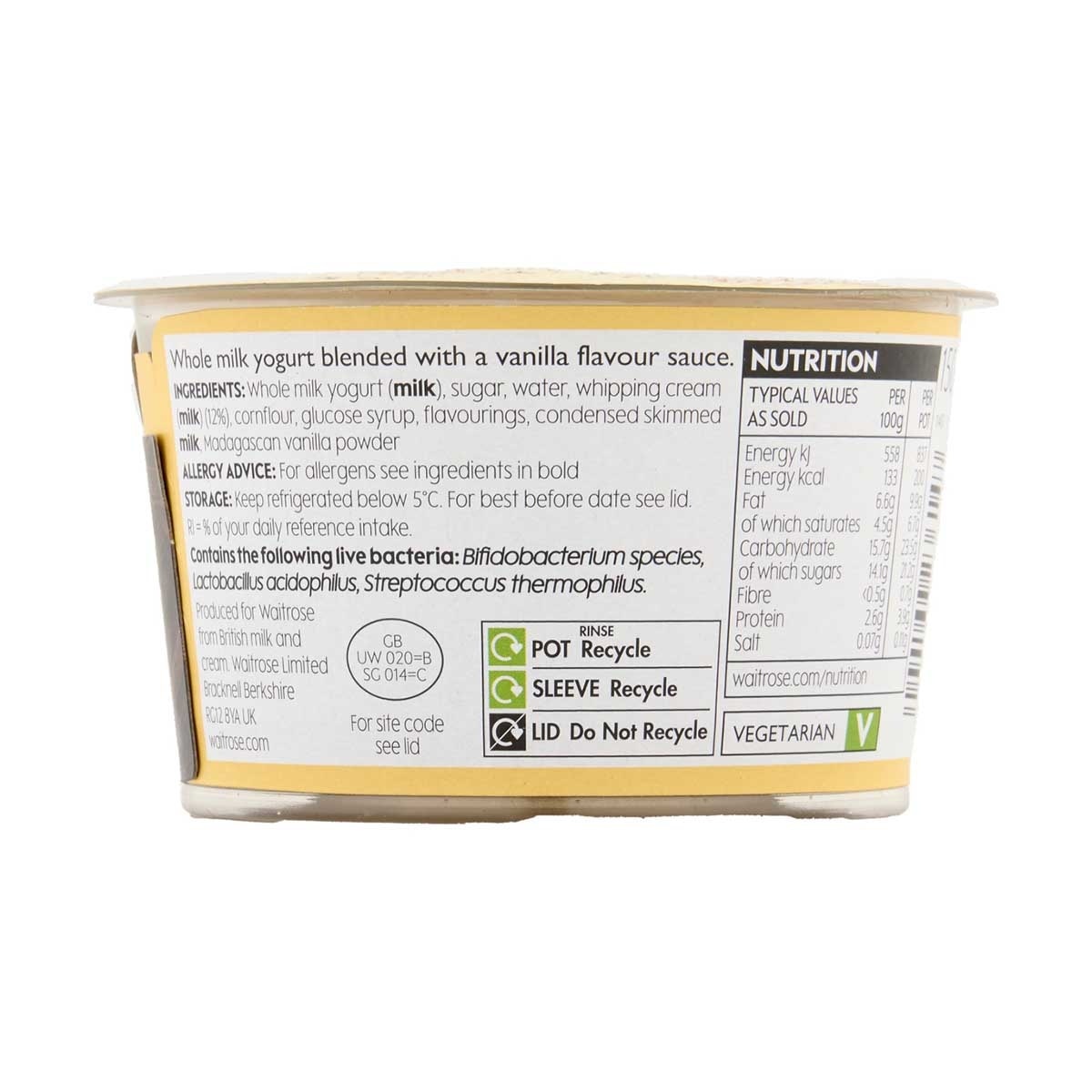 WAITROSE Wr Madagascan Vanilla Yogurt [ Uk](chilled 0-4°c)
