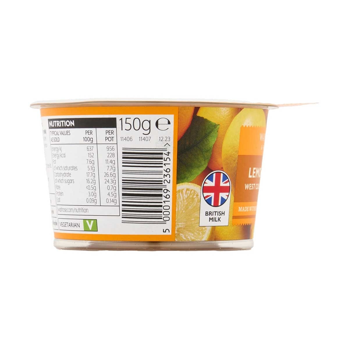 WAITROSE Wr Lemon Curd Yogurt [ Uk](chilled 0-4°c)