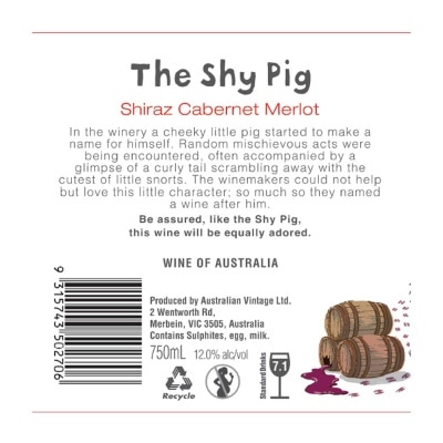 害羞的豬 西拉赤霞珠紅酒 Shiraz Cabernet Merlot
