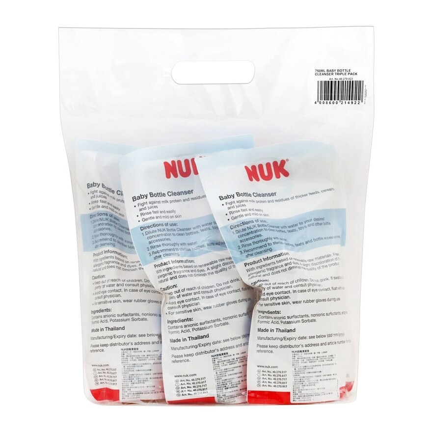 NUK Bottle & Vege Cleanser Refill Triple Pk