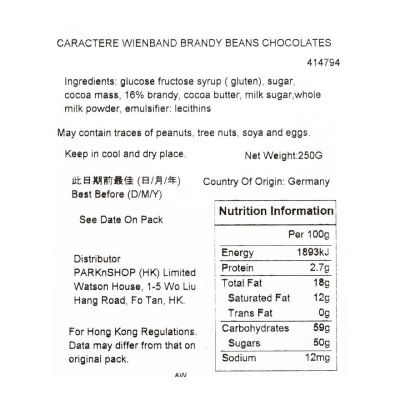 CARACTERE Weinband Brandy Beans Chocolate