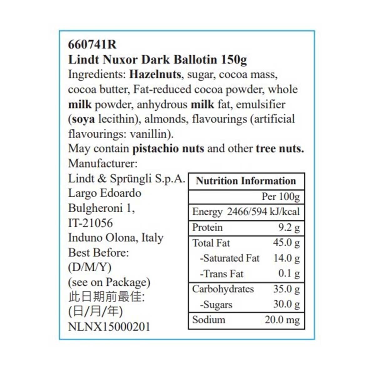 LINDT Nuxor Ballotin Dark 165g