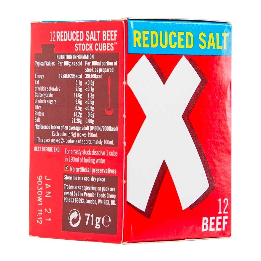 OXO Reduced Salt Stock Cube Beef