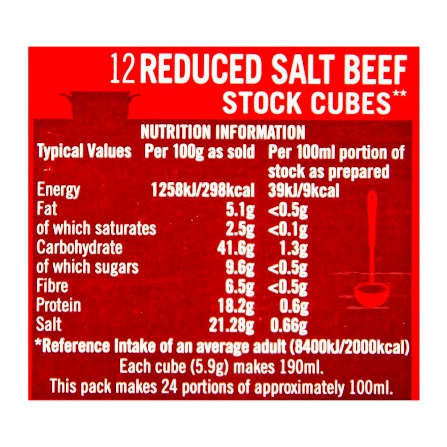 OXO Reduced Salt Stock Cube Beef