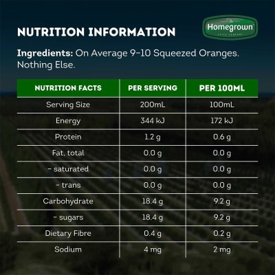 HOMEGROWN Cold Pressed Orange Juice 400ml