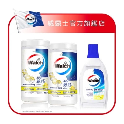 WALCH Walch Multi-purpose Disinfectant Wipes  Lemon 84wipes*2+walch Laundry Sanitiser 750ml