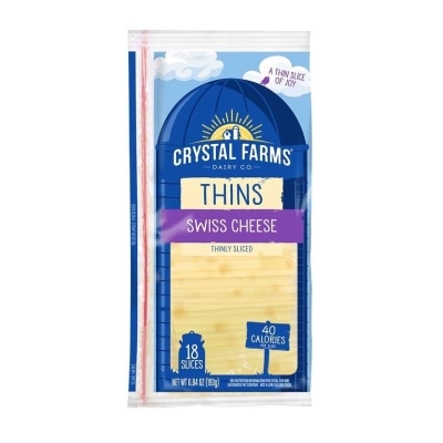 CRYSTAL FARMS Thins Swiss Cheese