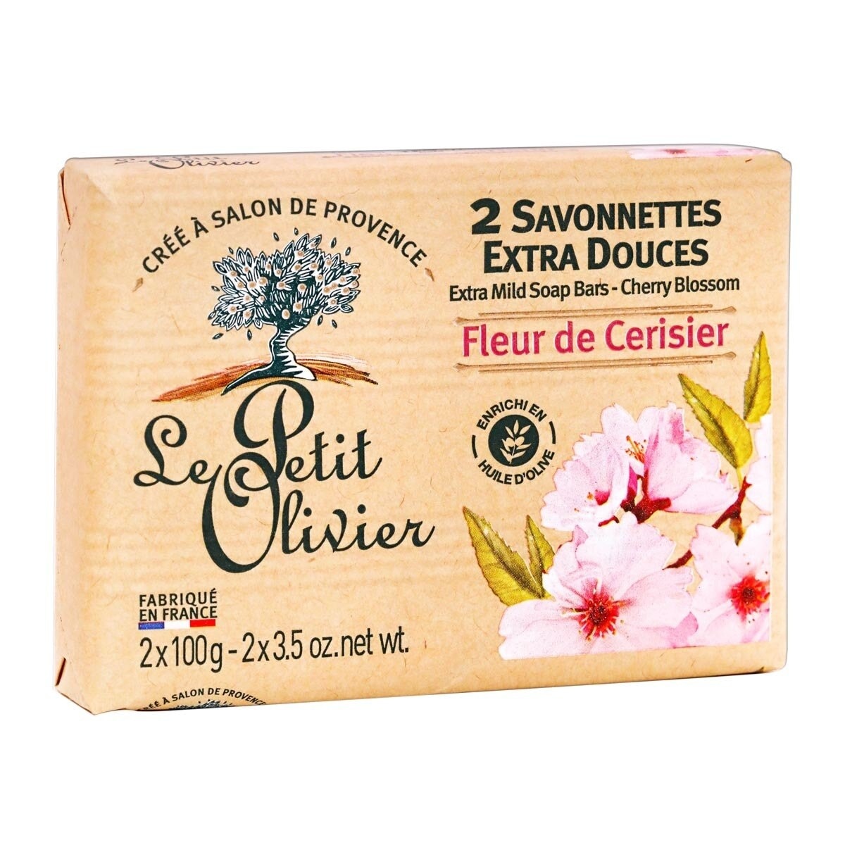 LE PETIT OLIVIER 2 Extra Mild Soap Bars Cherry