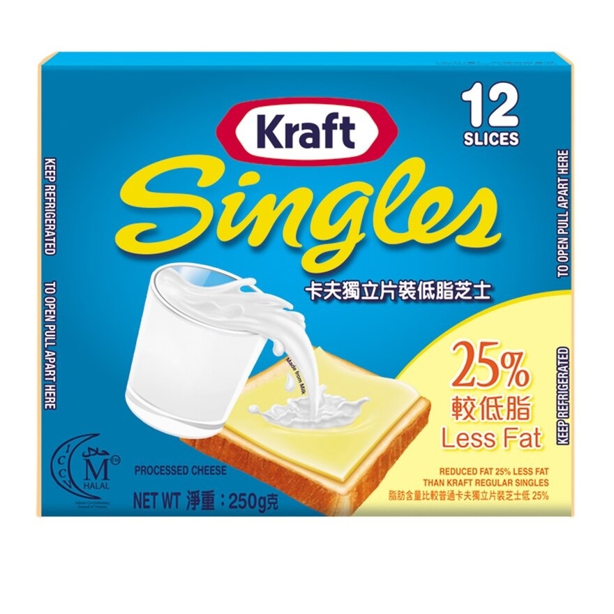 KRAFT Singles Less Fat Cheese 12 Pcs