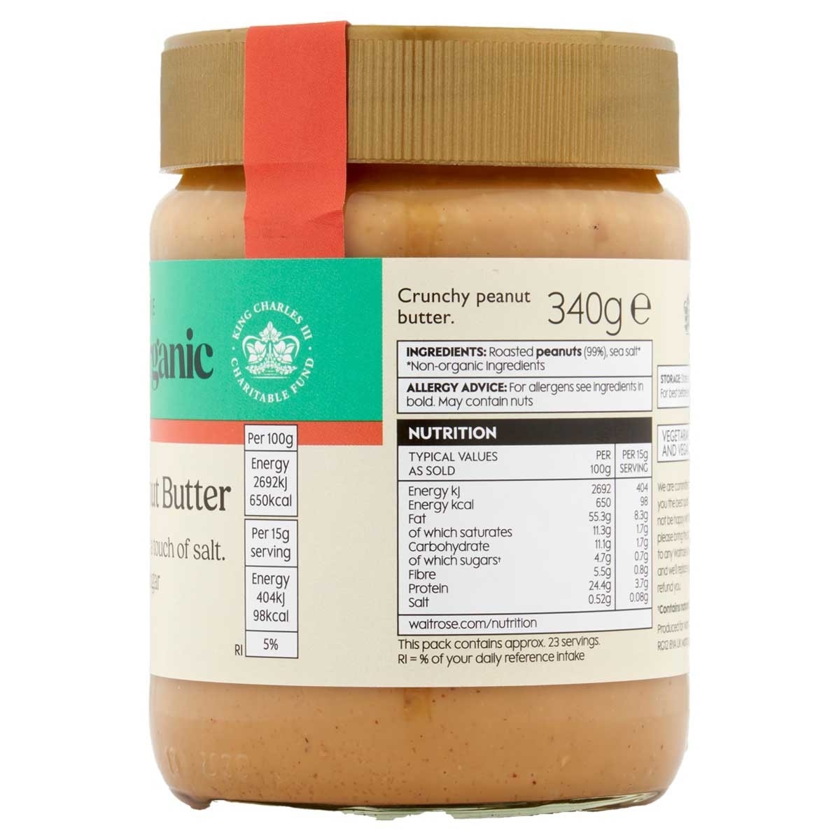 WAITROSE 有機粗粒花生醬 image