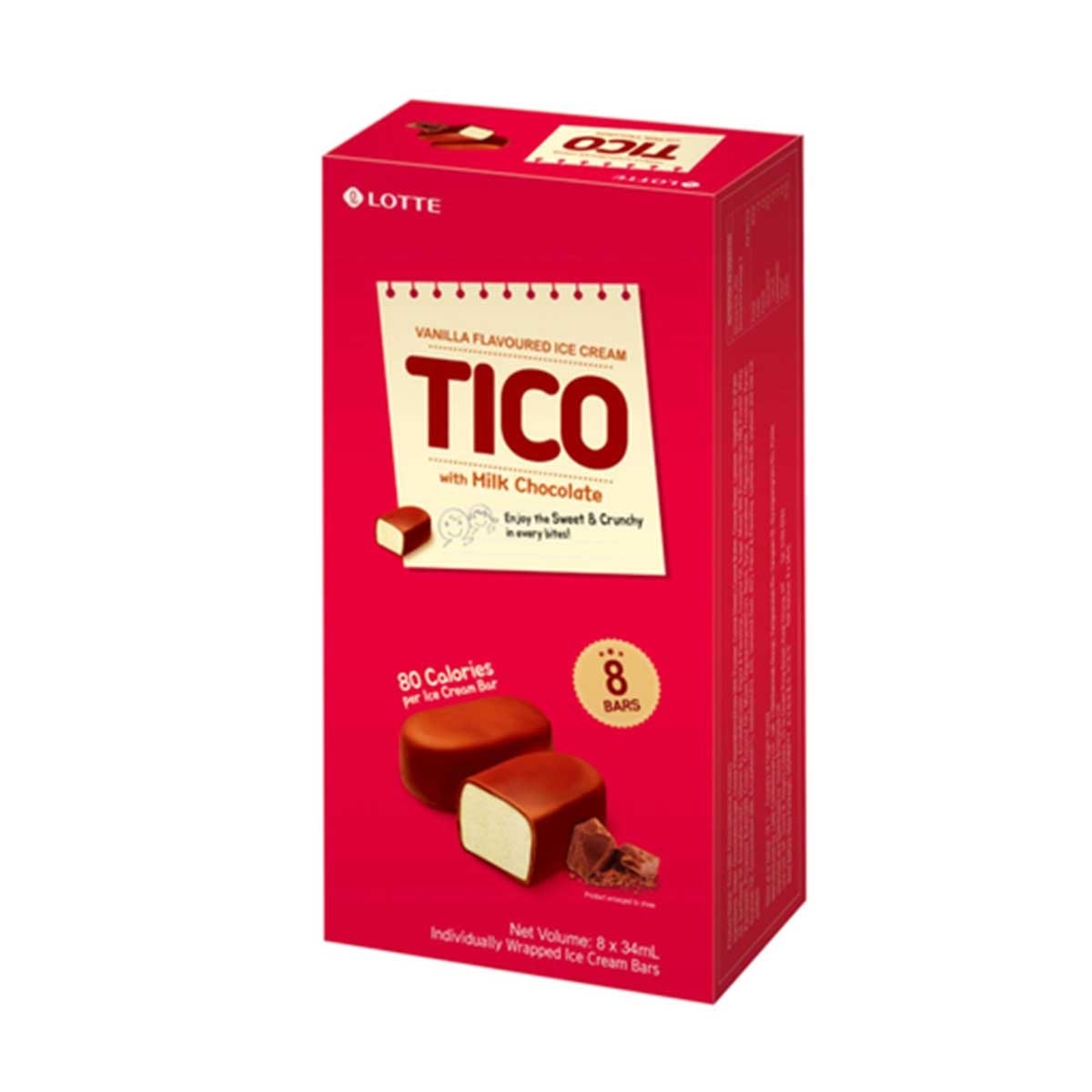 LOTTE Tico Milkchoc Ice Cream Bar 8's
