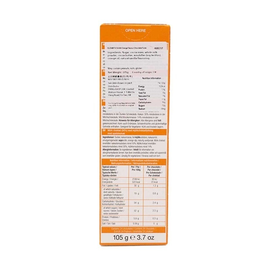 ELIZABETH SHAW Orange Flavour Chocolate Flutes