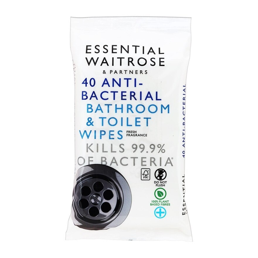 ESSENTIAL WAITROSE A-bact B'room & Toilet Wipes