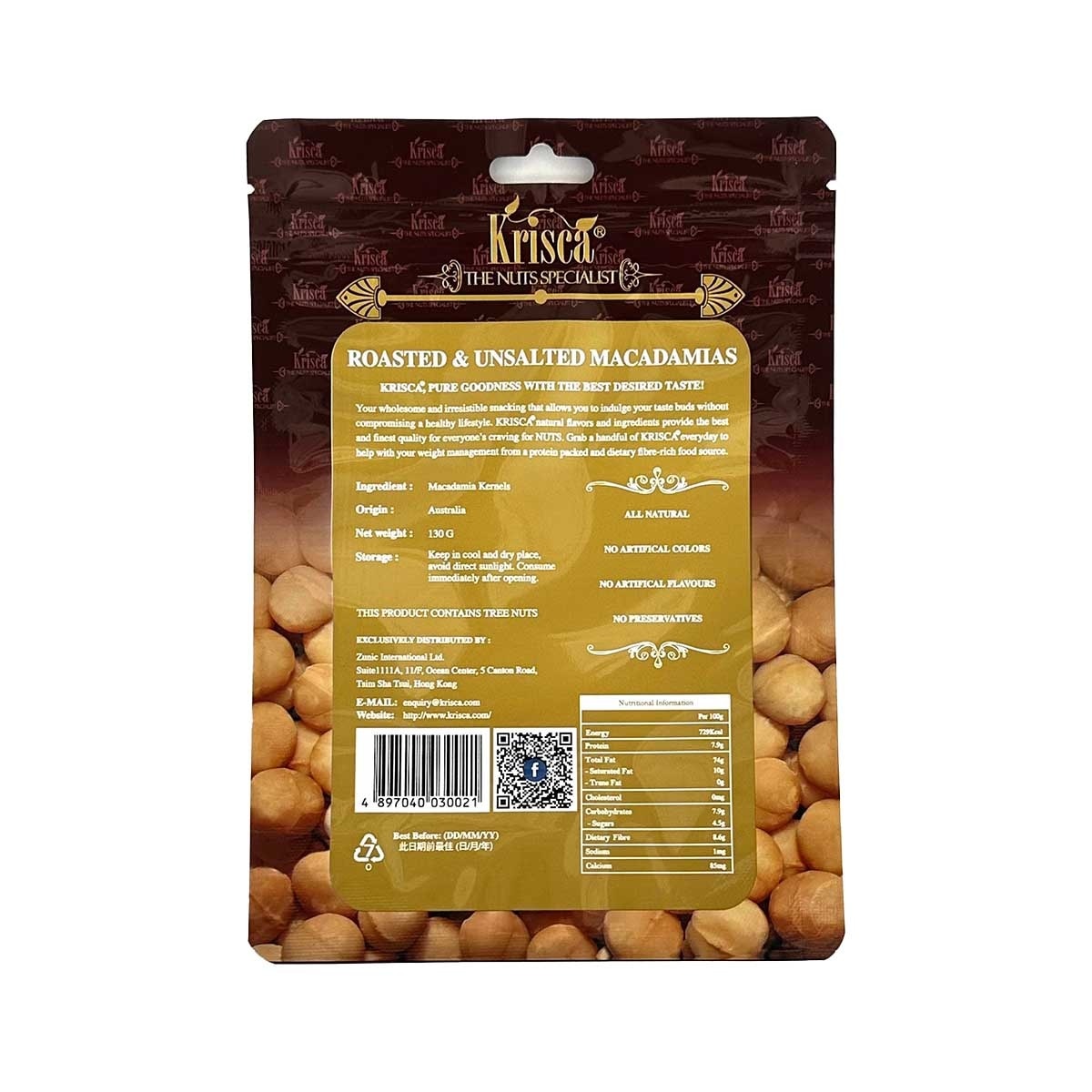KRISCA Unsalted Macadamia Nuts