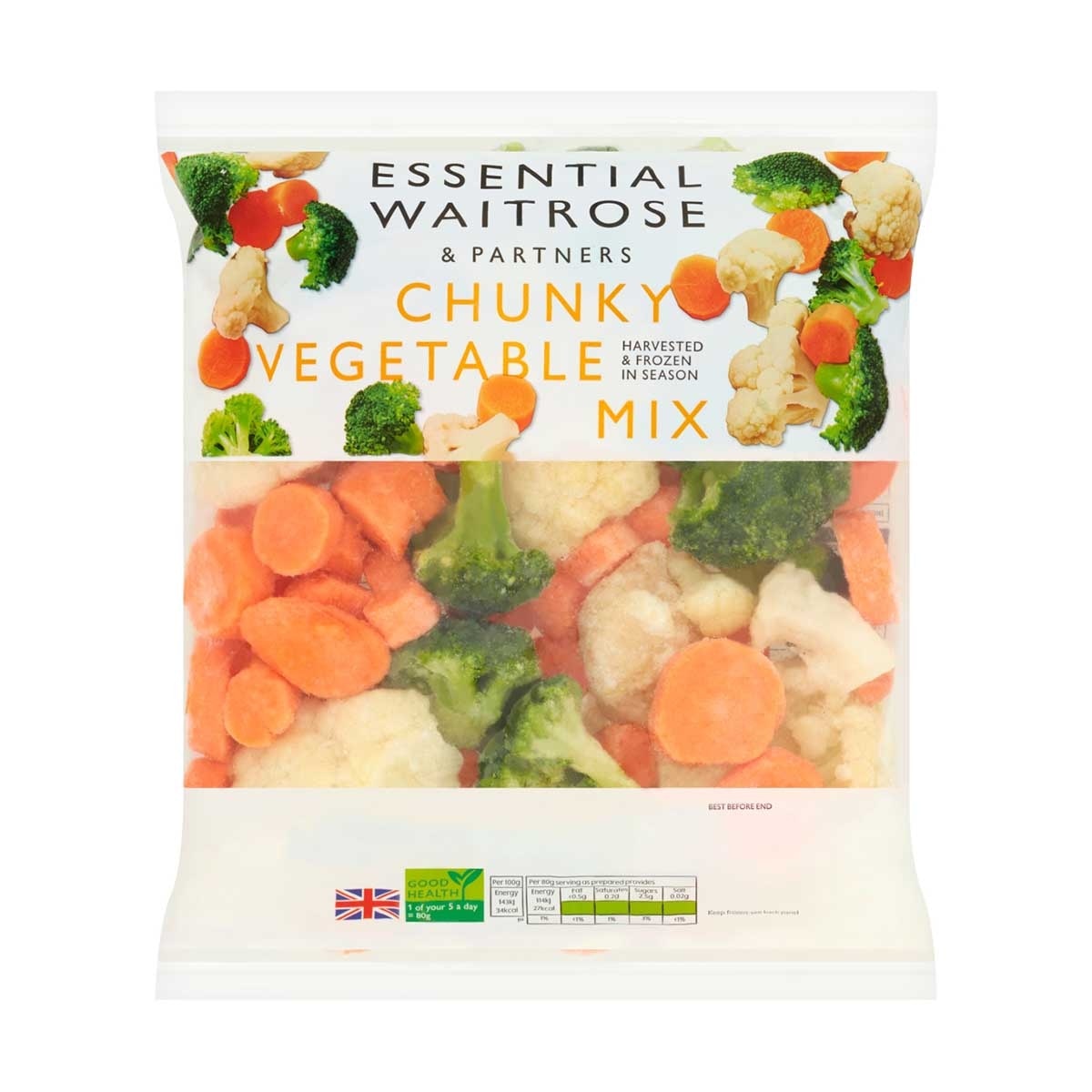 ESSENTIAL WAITROSE Chunky Vegetable Mix[uk](frozen -18°c)