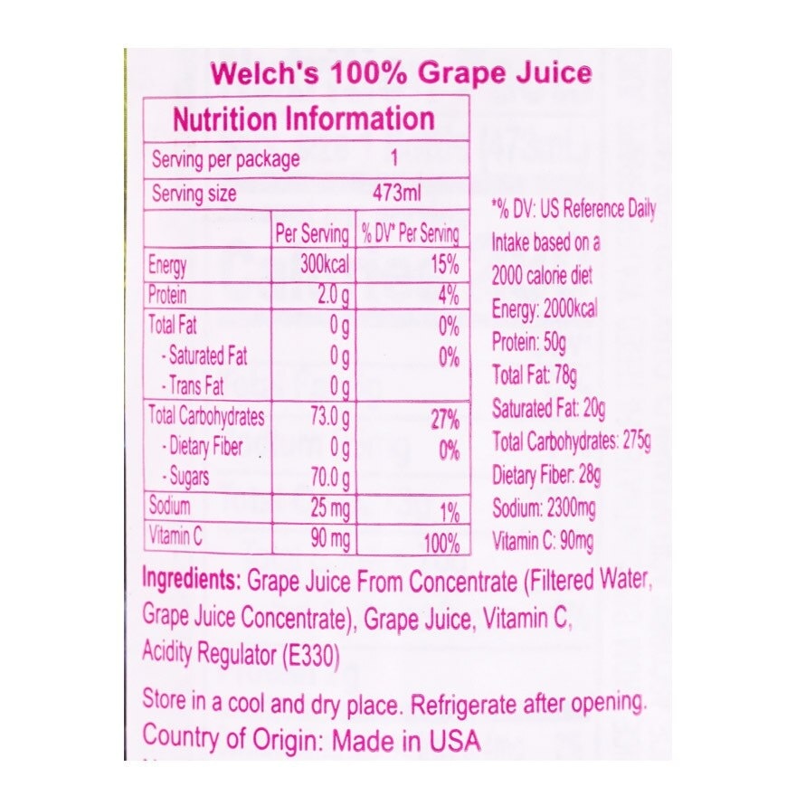 WELCH'S Welch's 100% Grape Juice