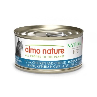 ALMO NATURE Adult Cat Hfc 70g Can Food - Tuna, Chicken And Cheese
