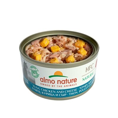 ALMO NATURE Adult Cat Hfc 70g Can Food - Tuna, Chicken And Cheese