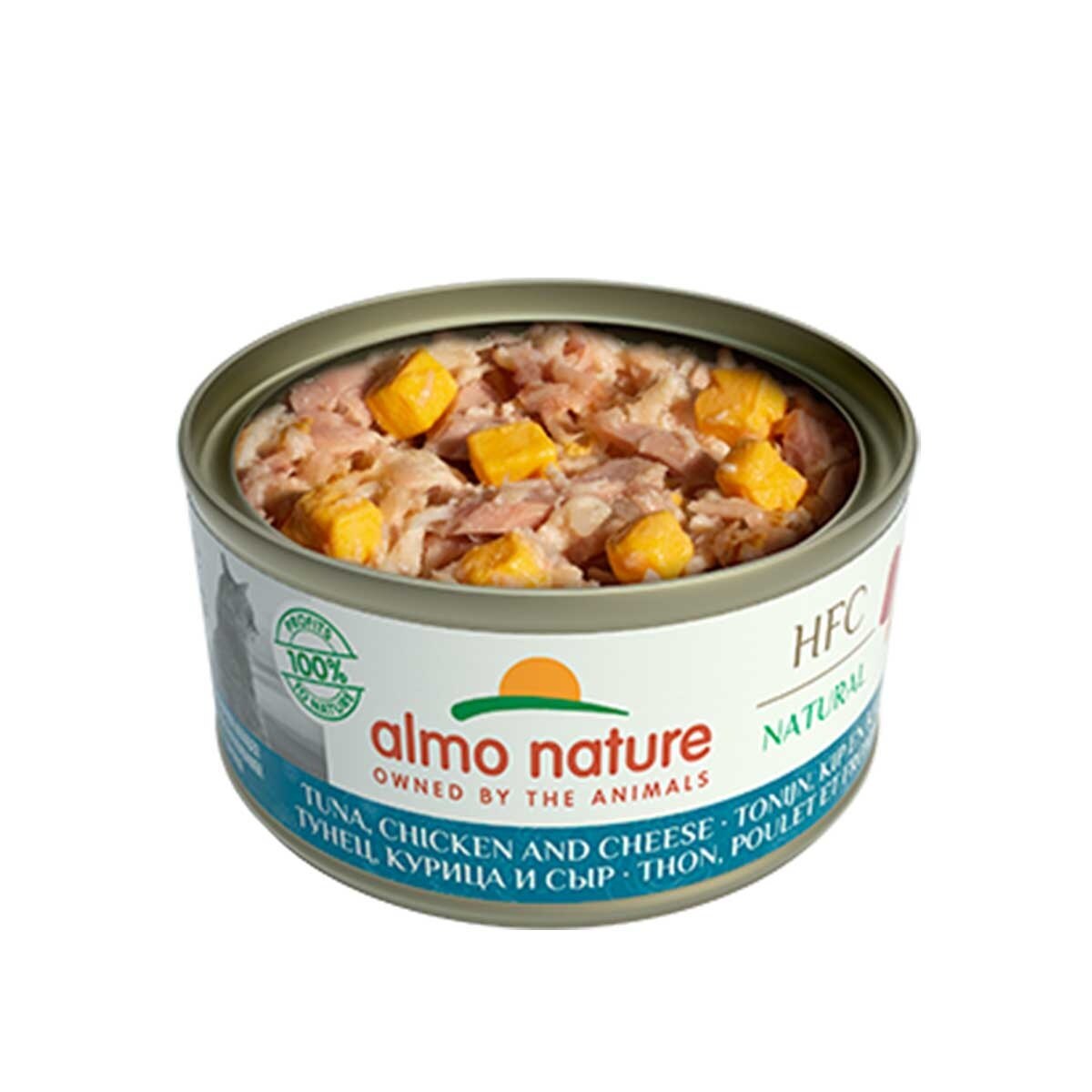 ALMO NATURE Adult Cat Hfc 70g Can Food - Tuna, Chicken And Cheese