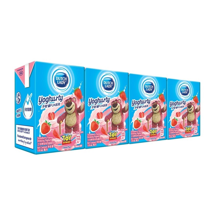 DUTCH LADY Strawberry Flavour Drinking Yoghurt 4 X 110 Ml