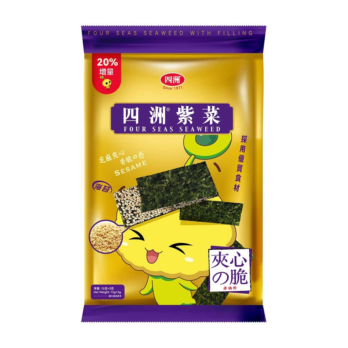 FOUR SEAS Four Seas Seaweed With Fillingsesame 15g (packaging random pick)