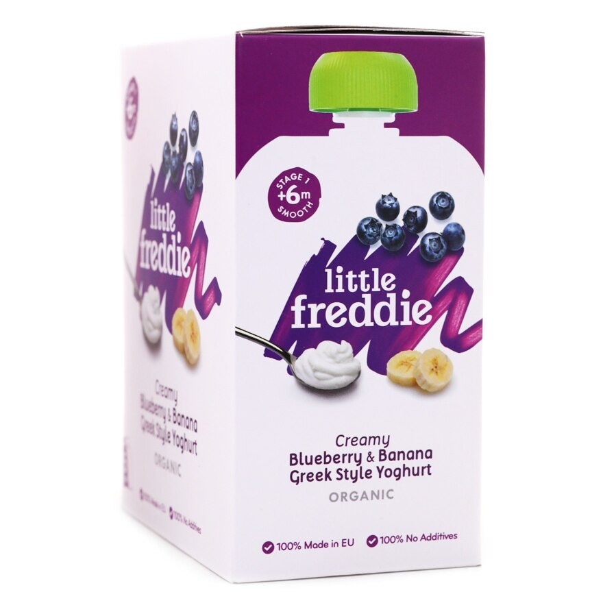 LITTLE FREDDIE Organic Creamy Blueberry & Banana Greek Style Yoghurt (100g X 5 Packs)