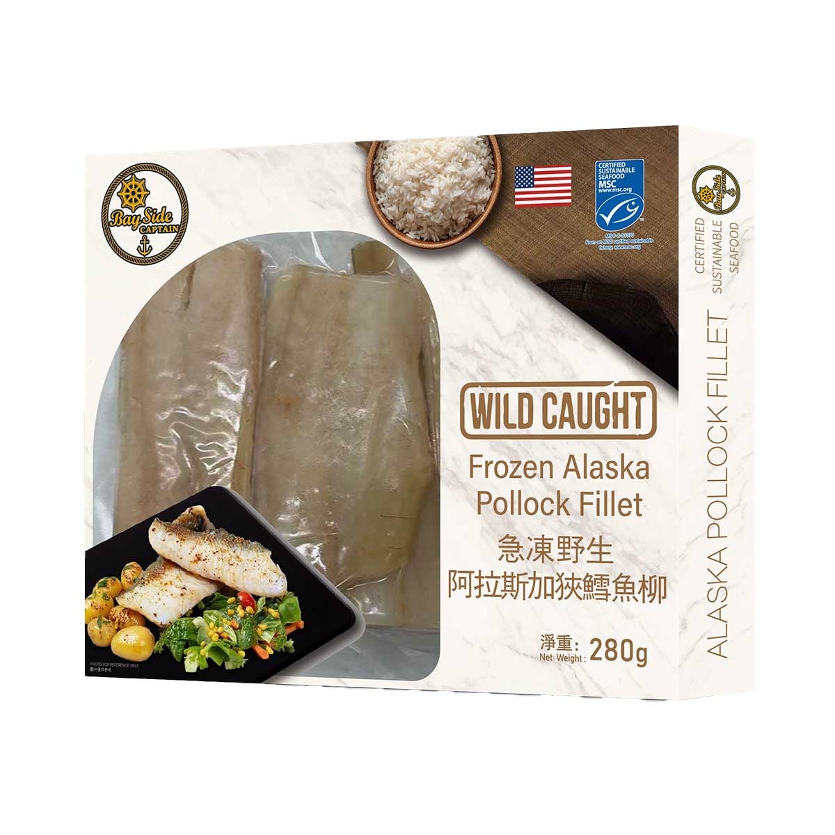 BAY SIDE CAPTAIN Fz Wild Alaska Pollock Fillets (msc)(united States)(frozen -18°c)