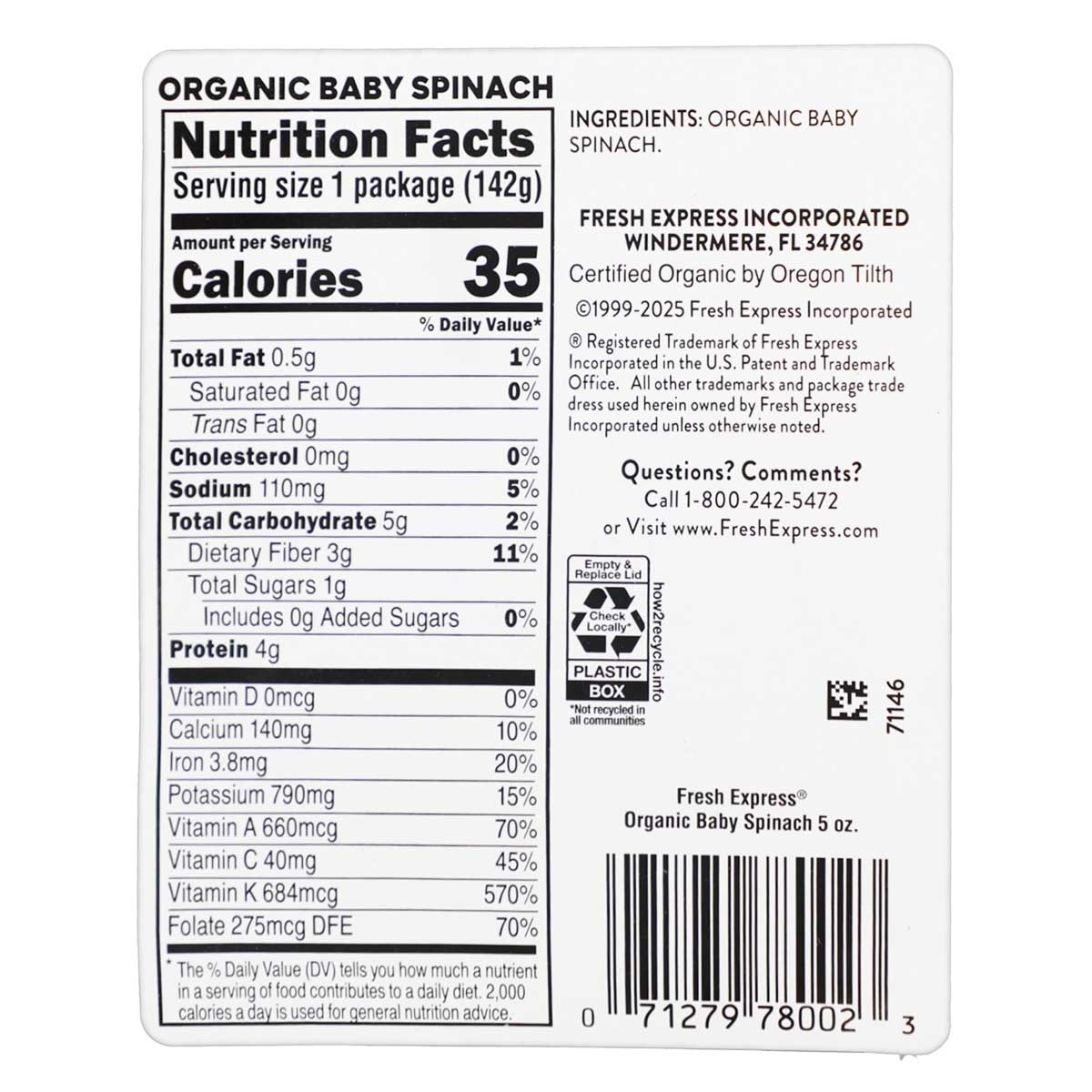 有機菠菜沙律（美國）