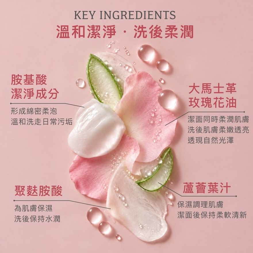 NEW ANGANCE 玫瑰胺基酸潔面乳（100ml) image