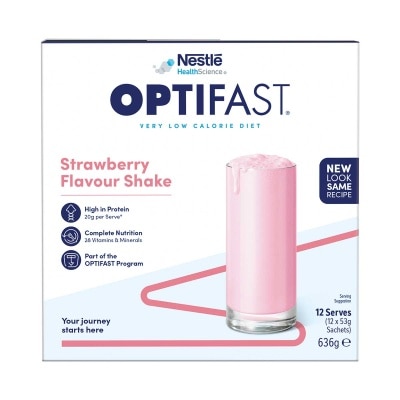 雀巢 Ｏｐｔｉｆａｓｔ瘦身代餐奶昔 草莓 １２包 (蛋白奶昔) image