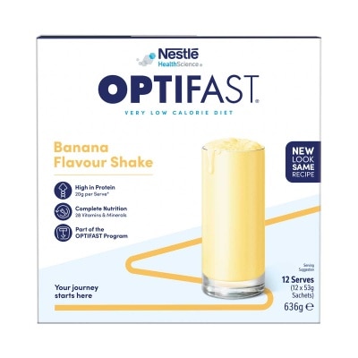 雀巢 Ｏｐｔｉｆａｓｔ瘦身代餐奶昔 香蕉１２包裝 (蛋白奶昔) image
