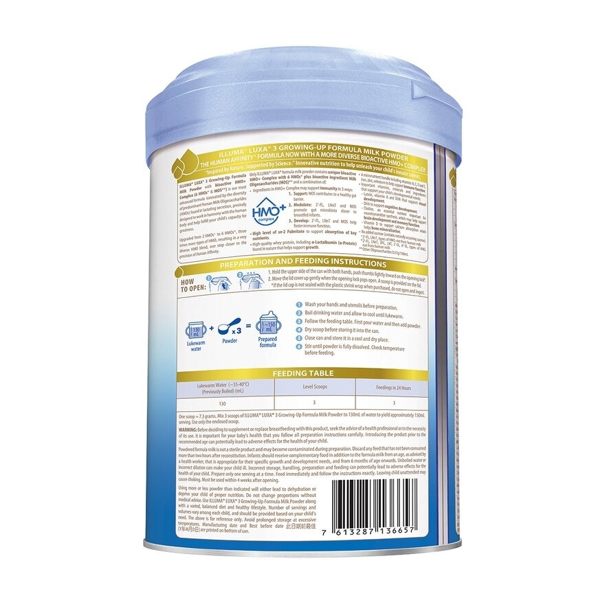 ILLUMA Luxa® Hmo Stage 3 Growing-up Formula (6 Hmos) 850g