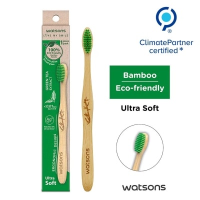 WATSONS Green Tea Bamboo Toothbrush 1s