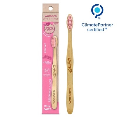 WATSONS Pink Salt Bamboo Toothbrush 1s