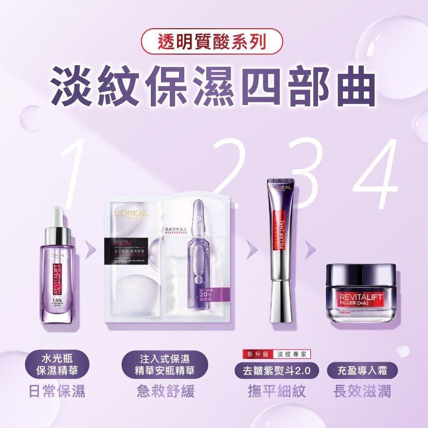歐萊雅 活力緊緻透明質酸 去皺紫熨斗2.0全臉撫紋霜 30毫升 (全臉淡紋//眼霜//面霜)